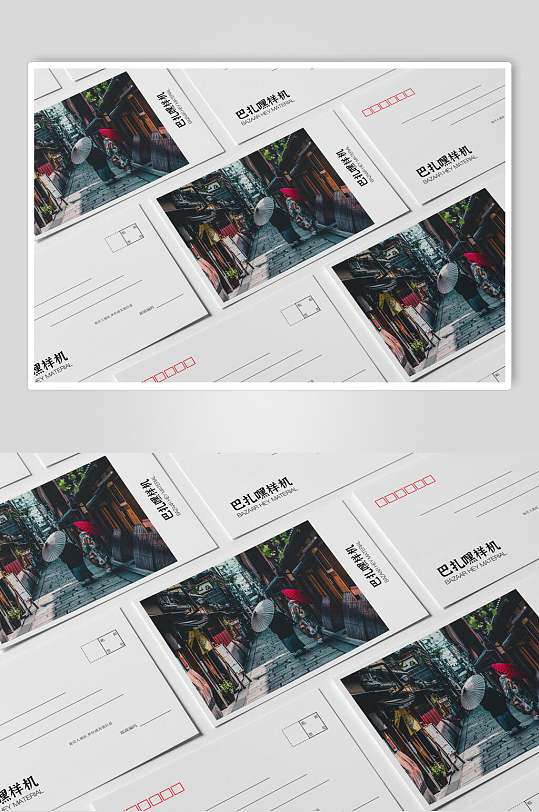 时尚明信片纸质样机-众图网