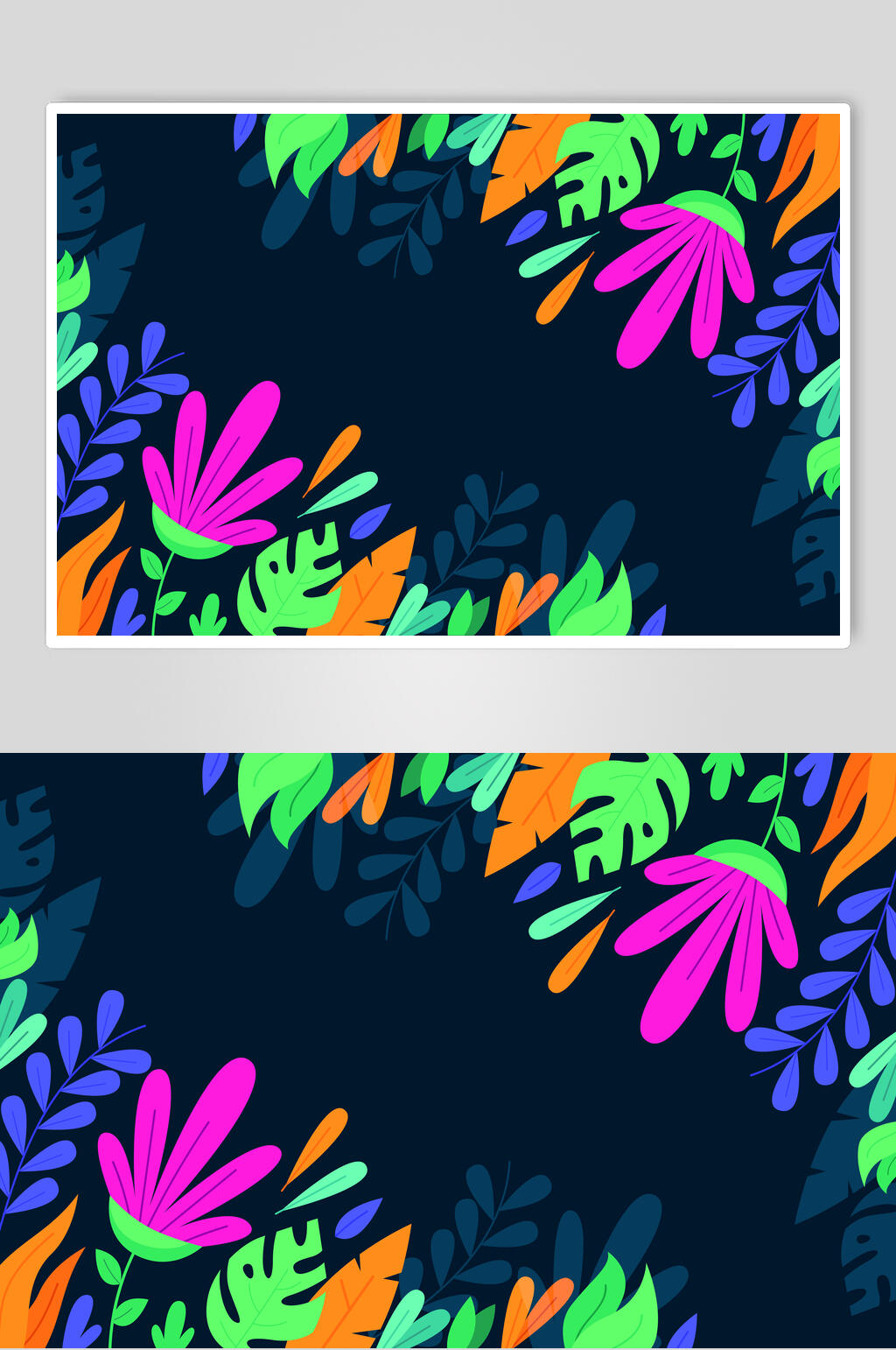 黑色矢量夏日植物插画素材素材