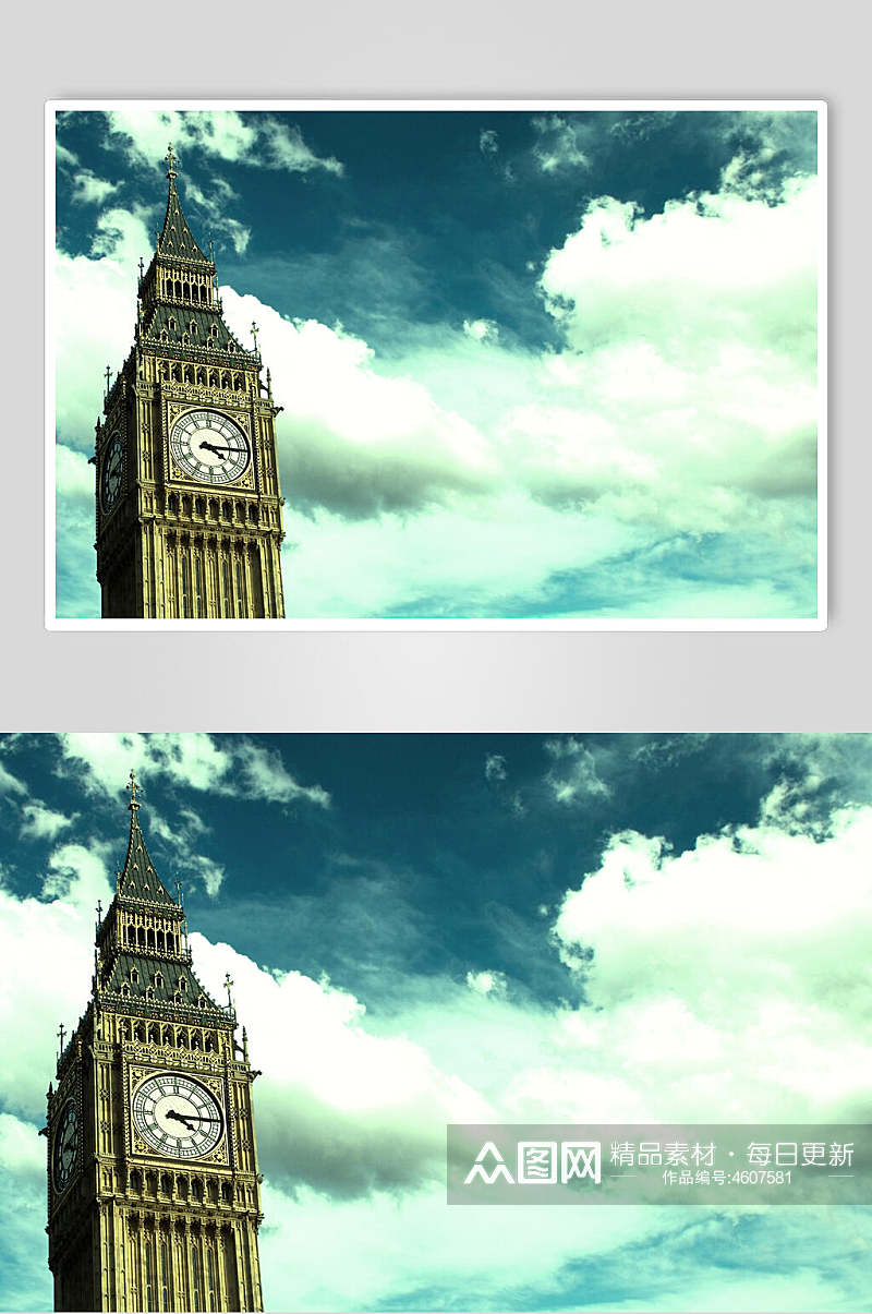 简约晴朗天气伦敦钟装潢效果图素材