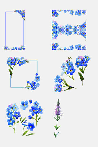 精致相框水彩花卉免抠素材