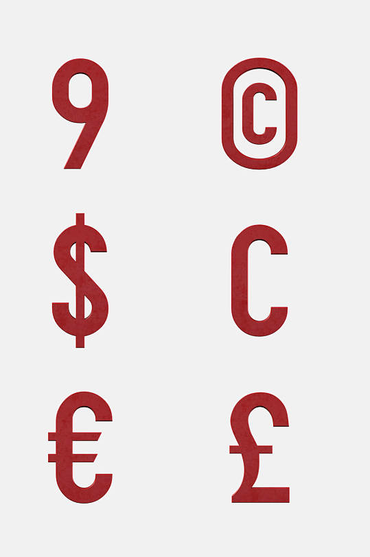 符号红色字母数字免抠素材