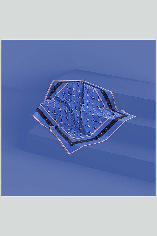 蓝色丝绸丝巾方巾样机