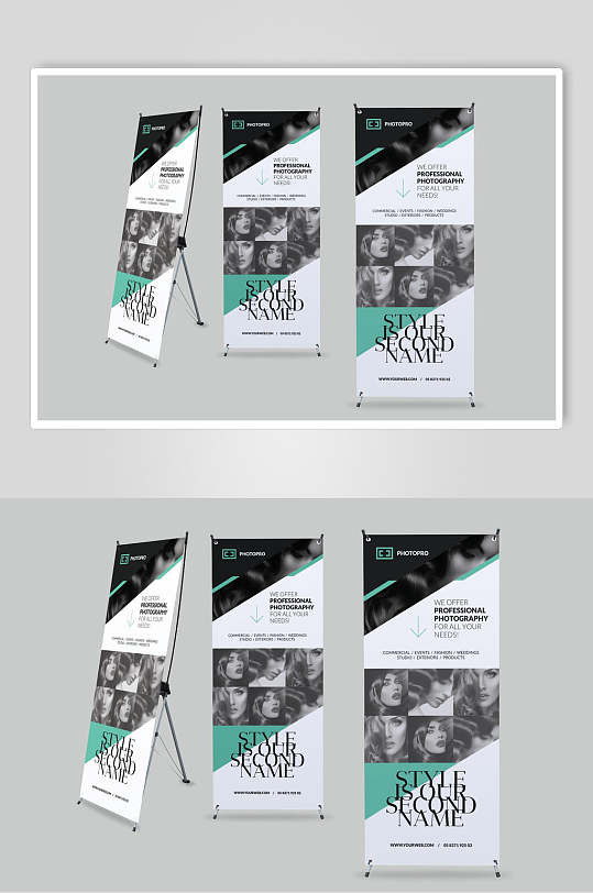 时尚X展架样机-众图网