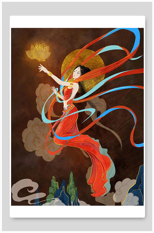 仙女女性敦煌人物仙女插画