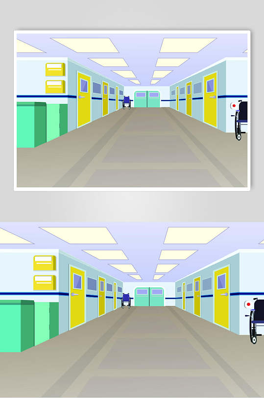 走廊医院医疗矢量素材