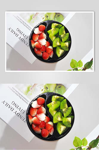草莓猕猴桃水果切片摄影图片