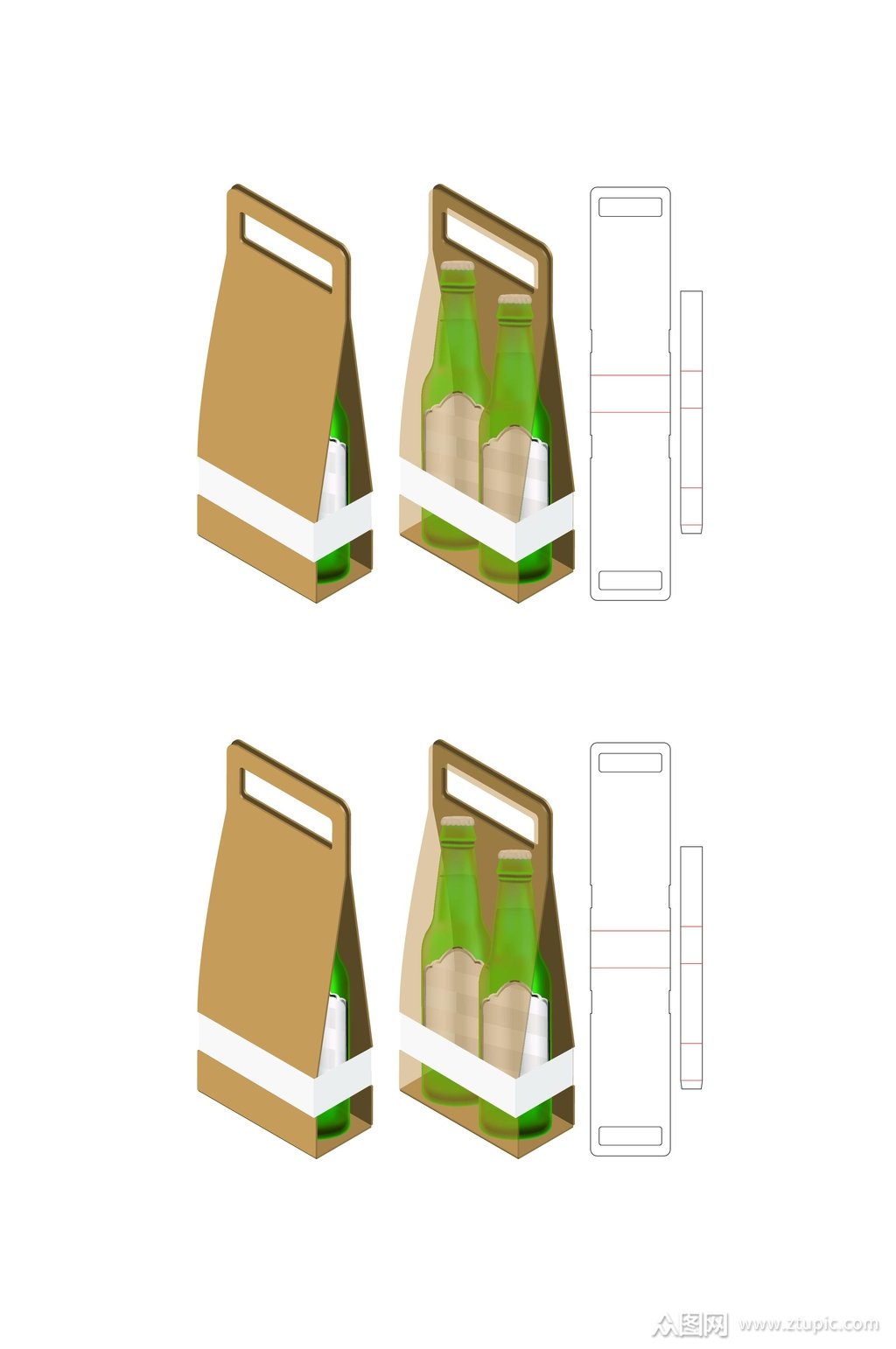 饮料产品包装盒刀模展开图素材