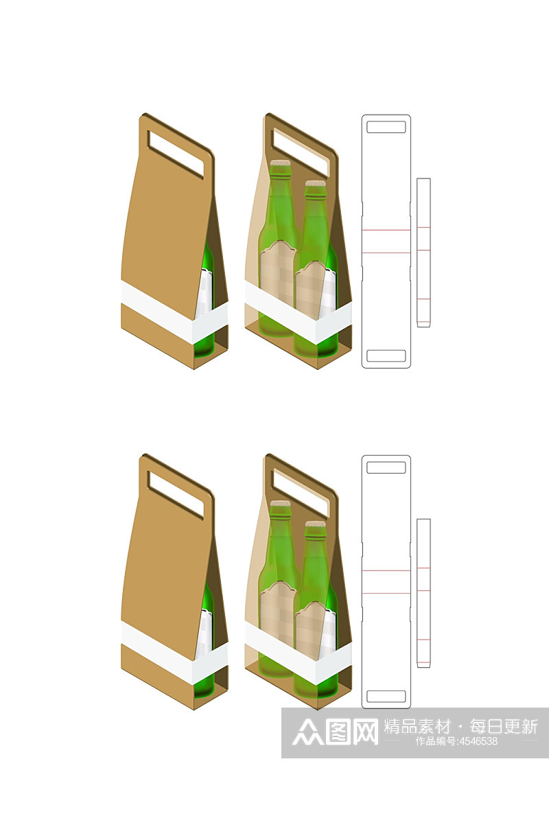 饮料产品包装盒刀模展开图素材