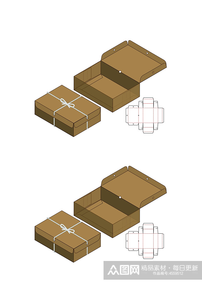 个性极简甜品纸箱刀模包装盒展开图素材