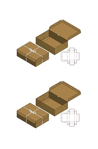 个性极简甜品纸箱刀模包装盒展开图