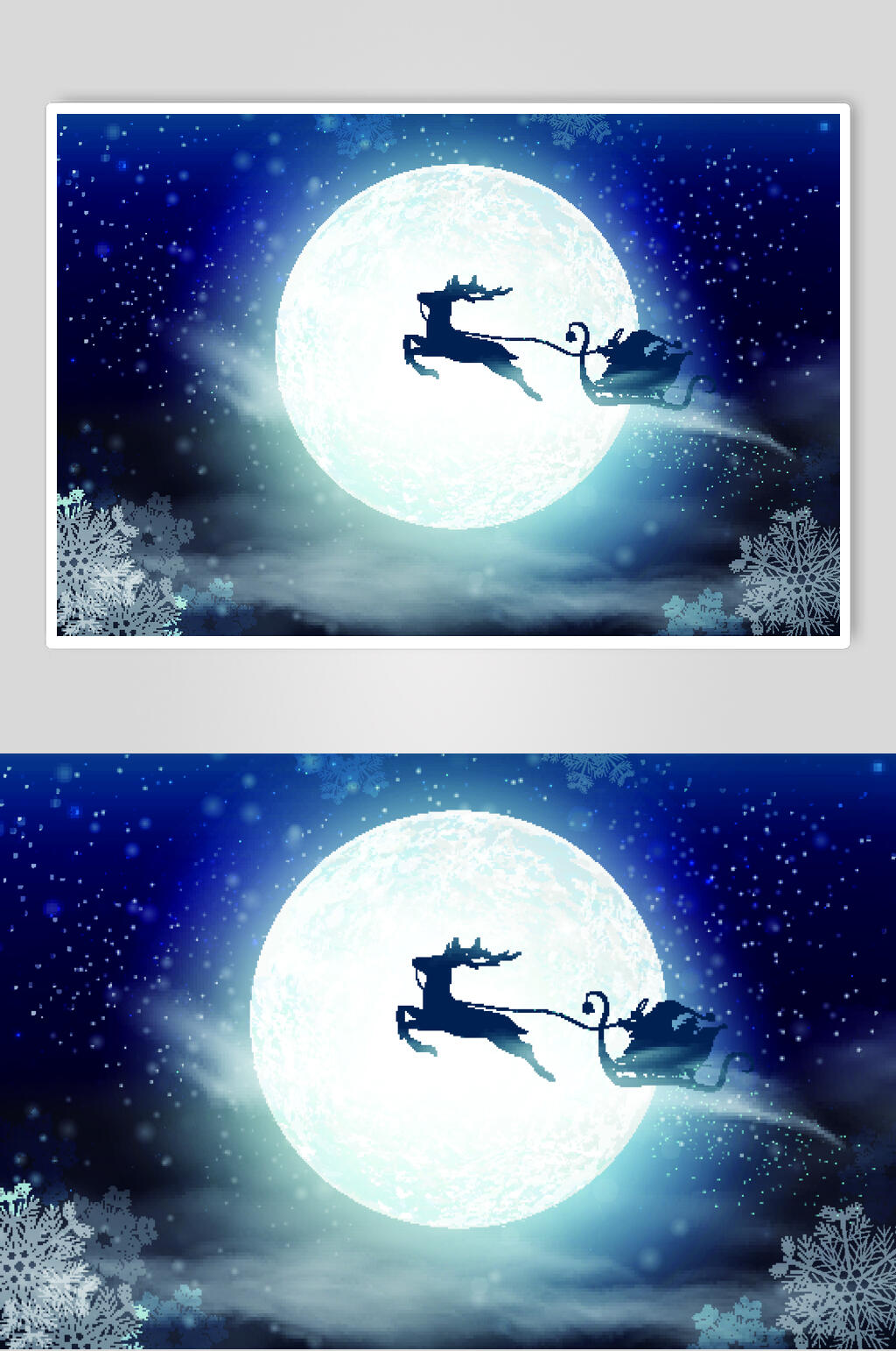 雪花麋鹿圣诞插画矢量素材素材