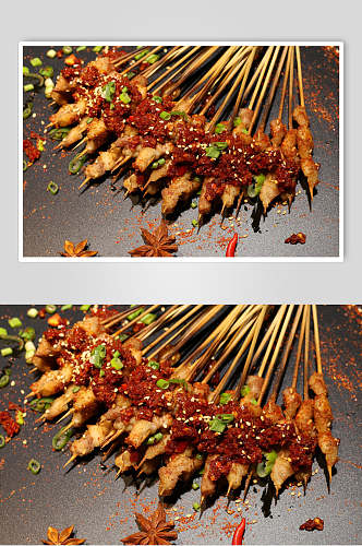 香辣美味烤串食品高清图片