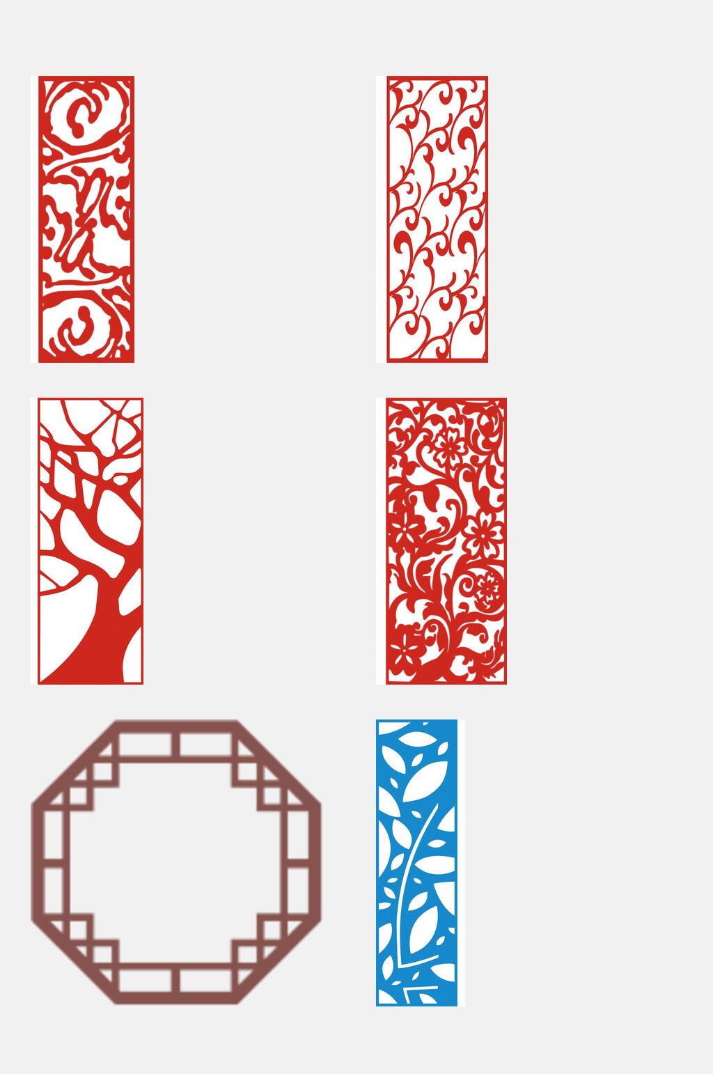 剪纸风窗花纹样免抠素材素材
