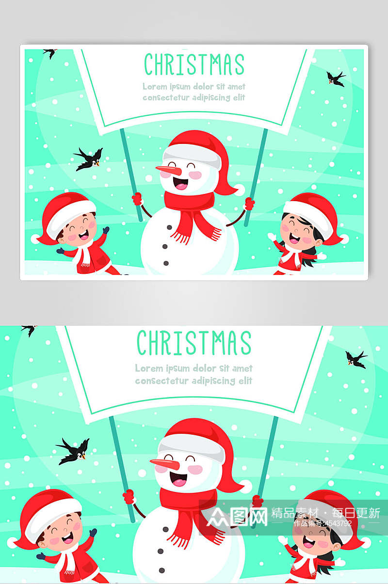 雪人矢量圣诞插画素材