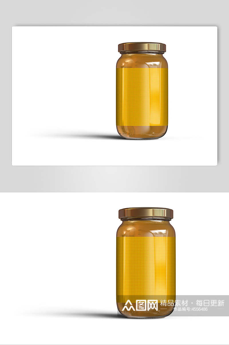 长款玻璃蜂蜜罐头瓶样机素材