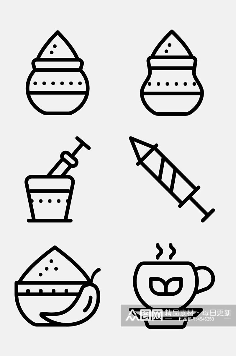 咖啡印度文化线性图标免抠素材素材