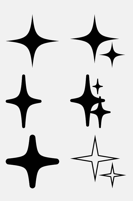 黑白四角星抽象图形免抠素材