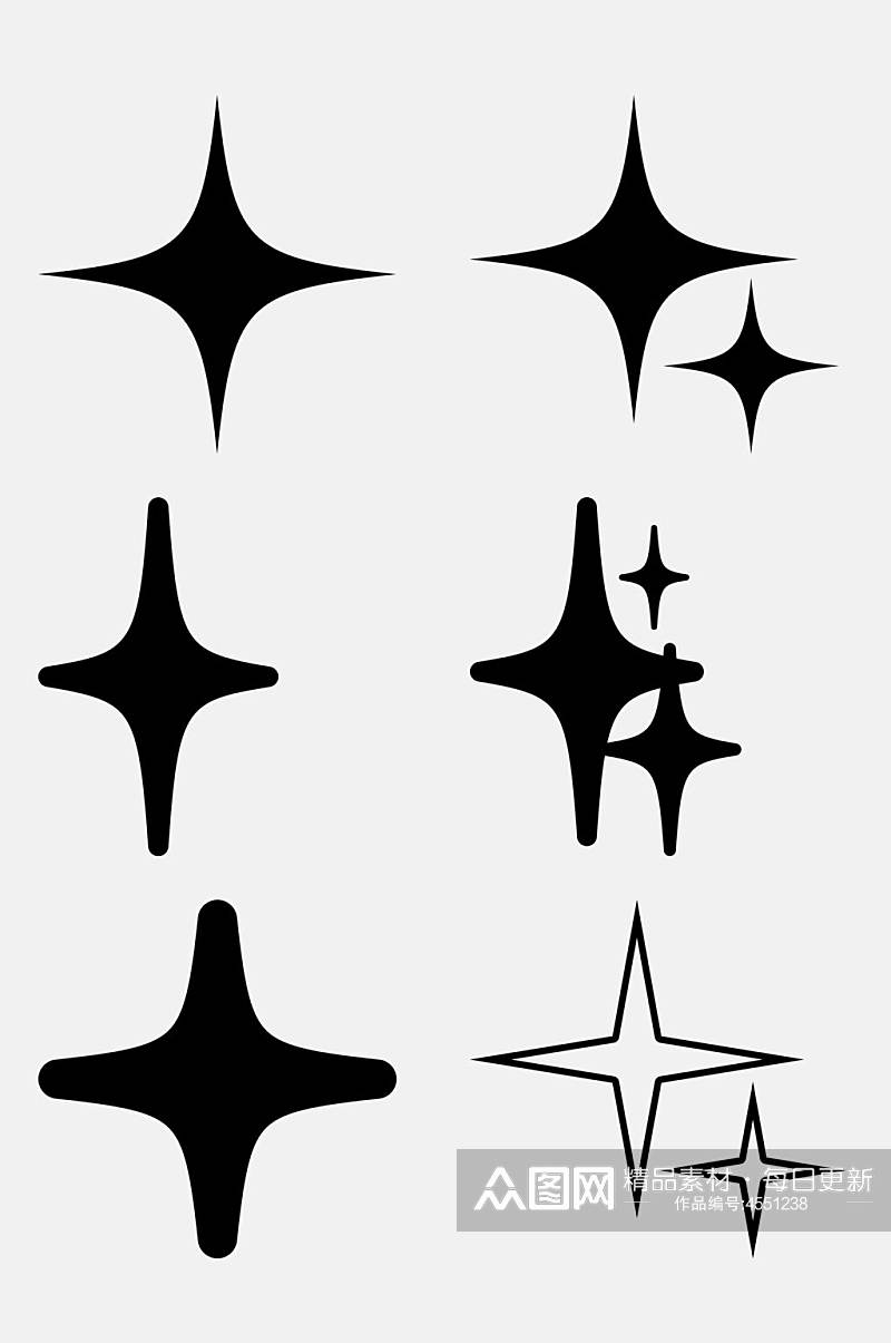 黑白四角星抽象图形免抠素材素材