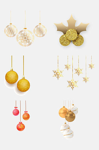 金色吊饰圣诞节装饰免抠素材