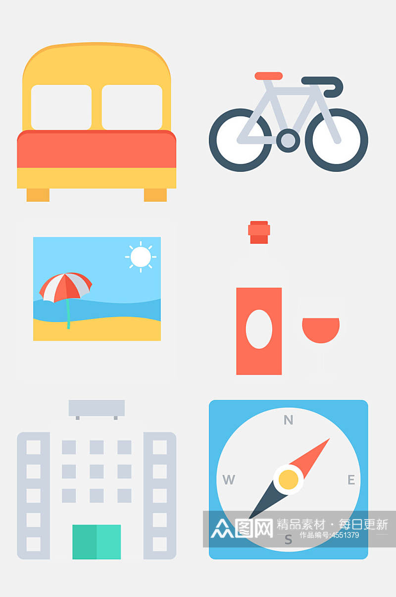 指南针自行车旅行卡通图标免抠素材素材