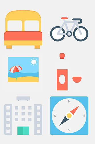 指南针自行车旅行卡通图标免抠素材