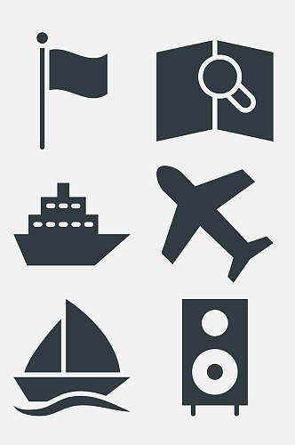 黑白帆船旅游出行图标免抠素材