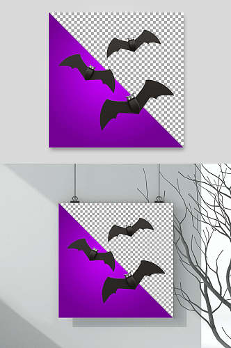 蝙蝠紫色万圣节海报素材