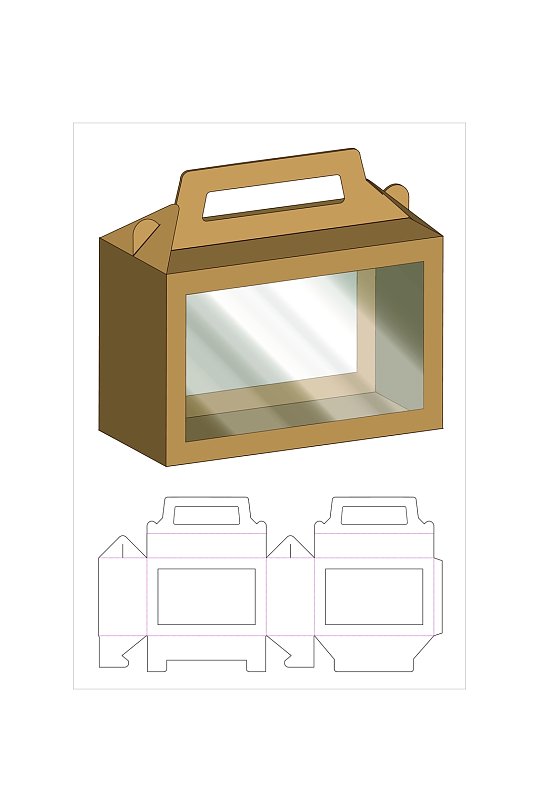 简约透明产品包装盒刀模展开图