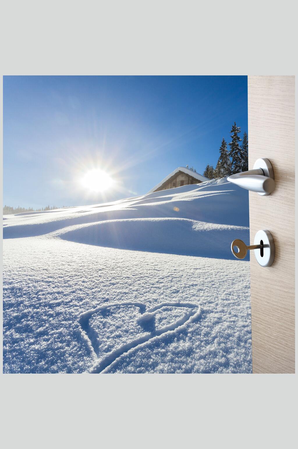 爱心冬季雪景摄影图片素材