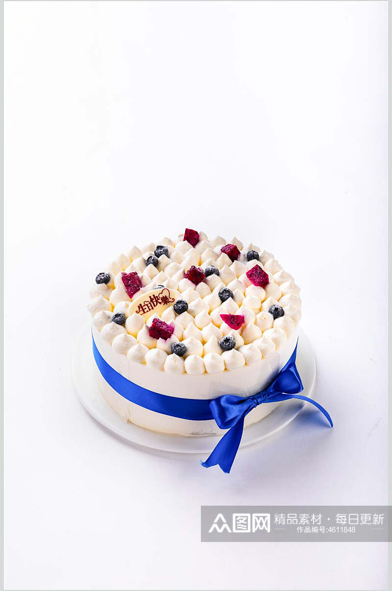 创意火龙果蓝莓蝴蝶结蛋糕图片素材