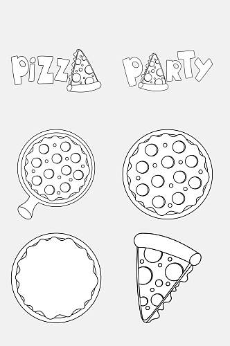 披萨手绘卡通简笔画免抠素材