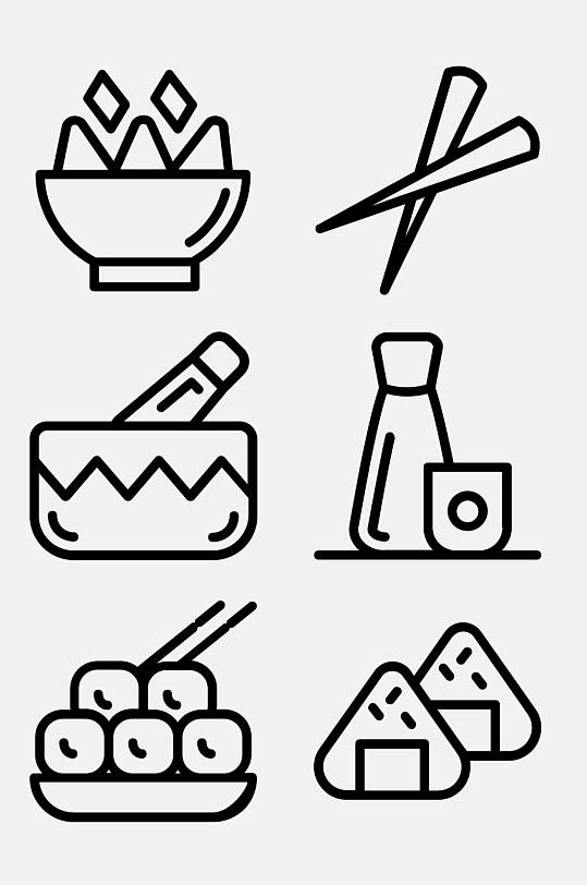 寿司清酒日本文化线性图标免抠素材