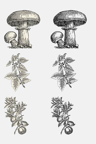 创意蘑菇波普风贴画免抠素材