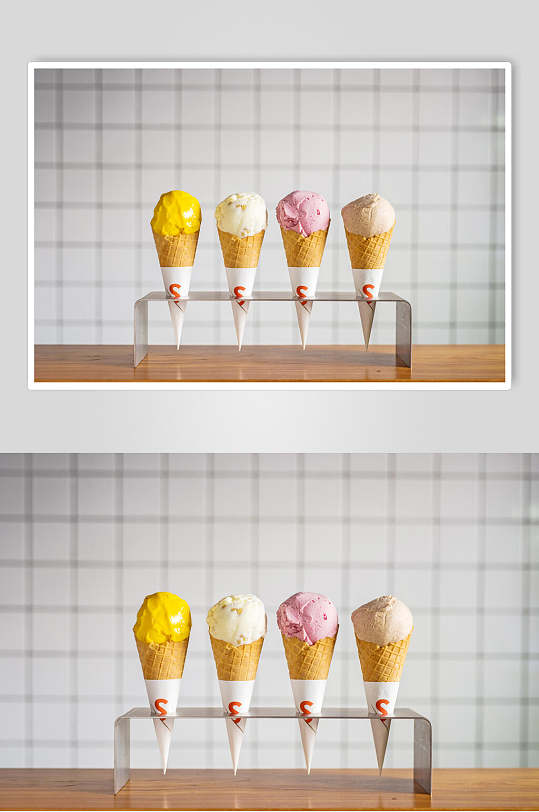 好吃美味黄粉色冰淇淋图片