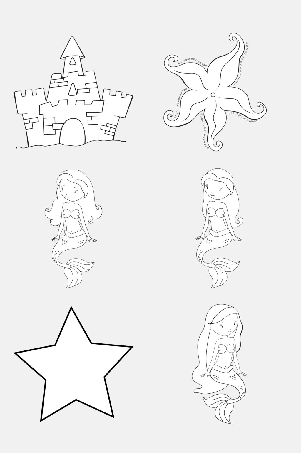 创意美人鱼黑白简笔画免抠素材素材
