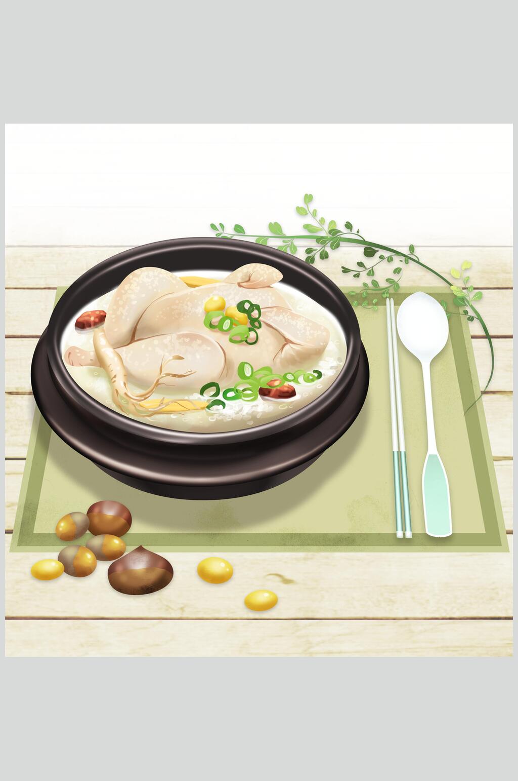 鸡肉美食手绘素材素材