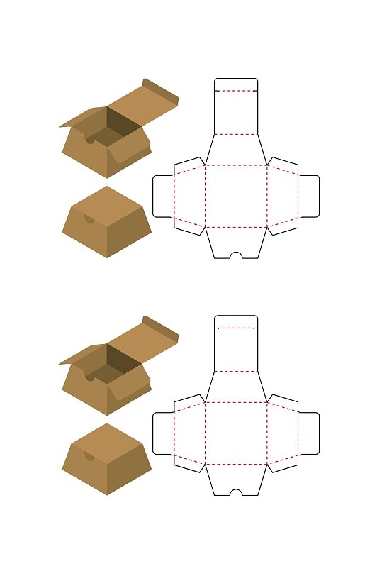 创意甜品纸箱刀模包装盒展开图