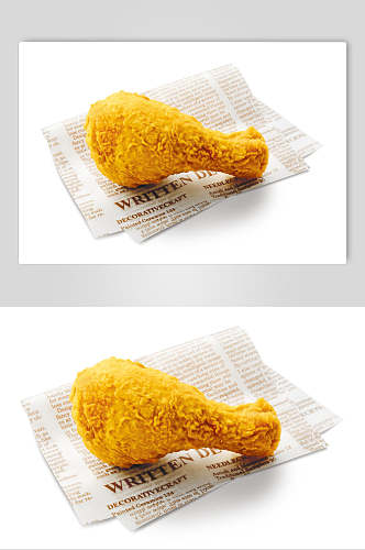 金黄美味鸡腿油炸小吃摄影图