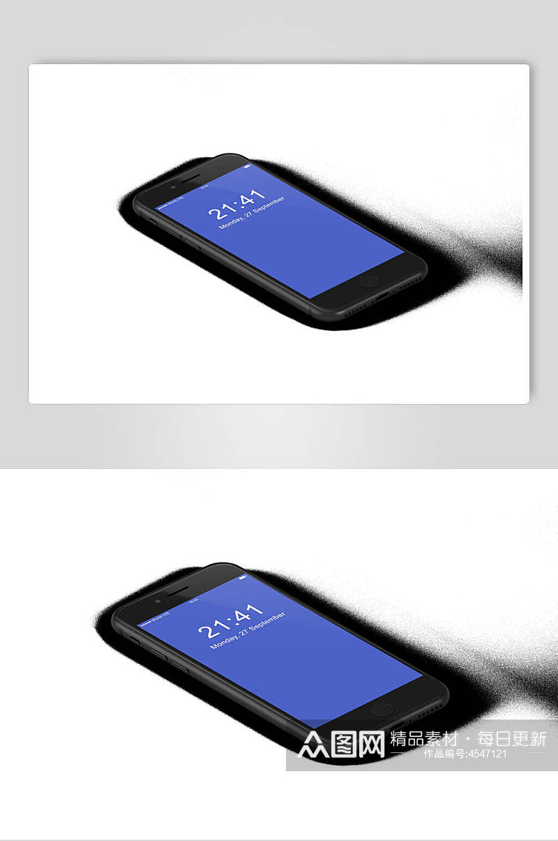 蓝色iPhone手机样机素材