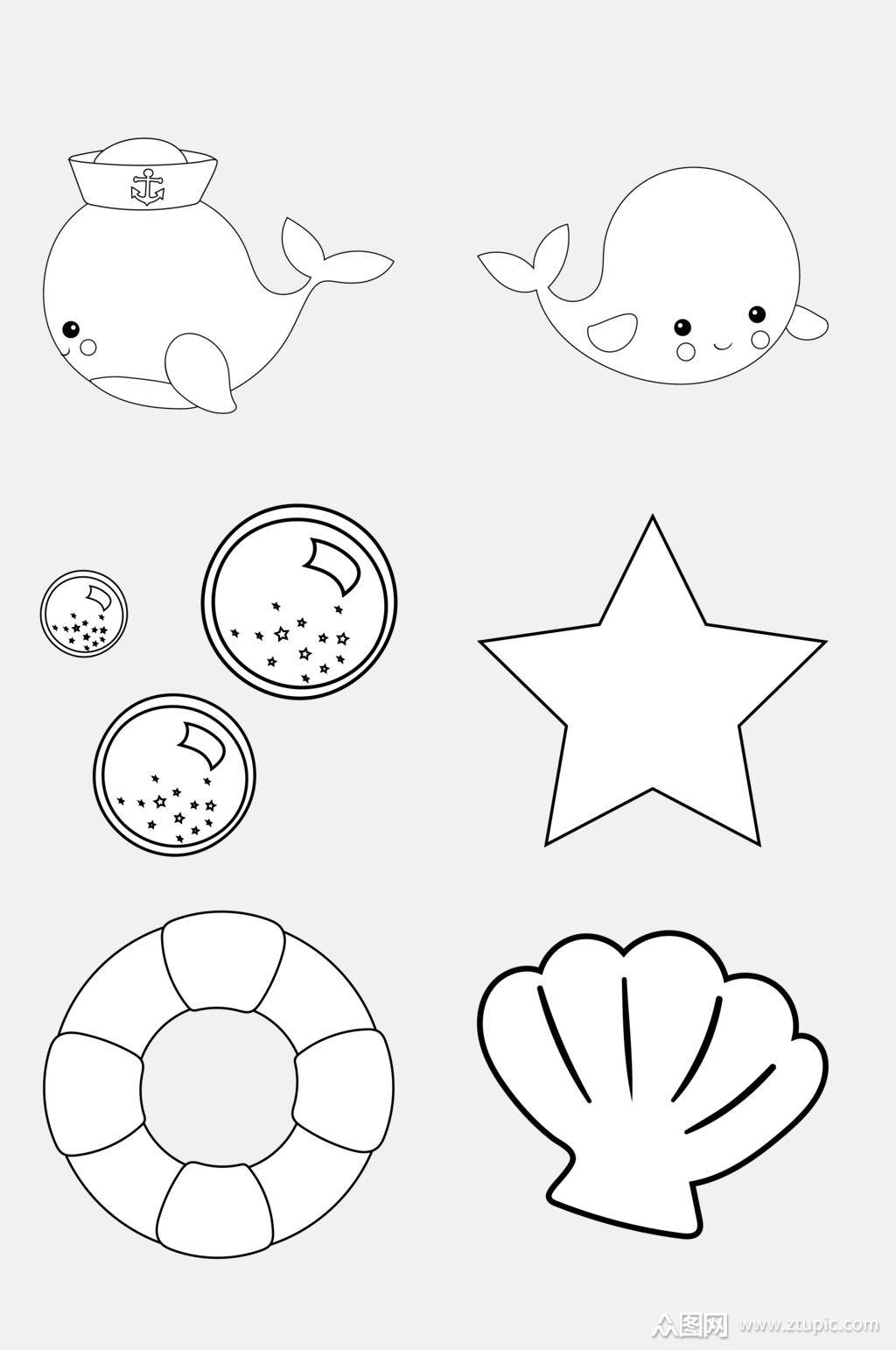 游泳圈手绘卡通简笔画免抠素材素材