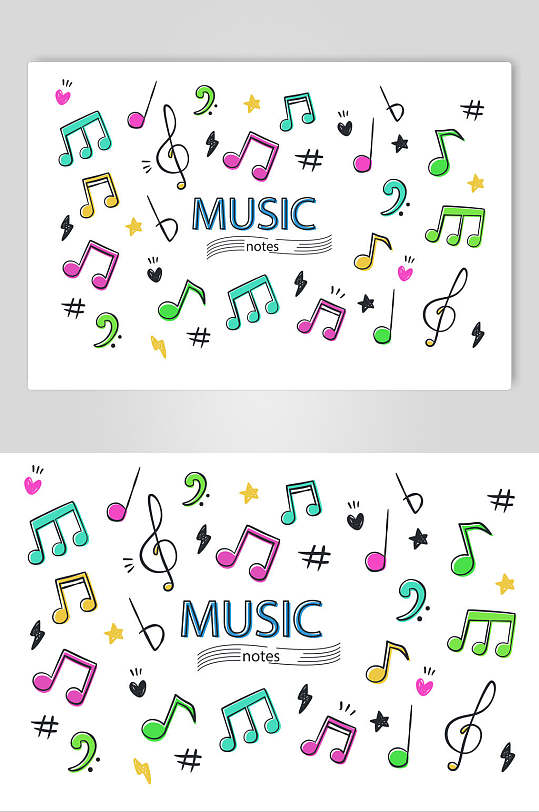 手绘音乐音符矢量素材