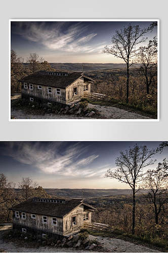 房子冷色大自然景观摄影图