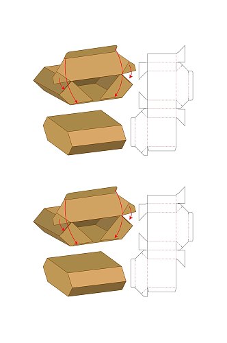 个性极简甜品纸箱刀模包装盒展开图