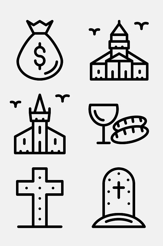 十字架线性美国文化图标免抠素材