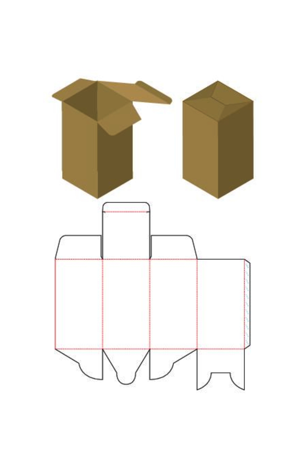 长方体详细分解产品包装盒展开图