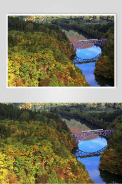 铁架跨江桥自然风光摄影图