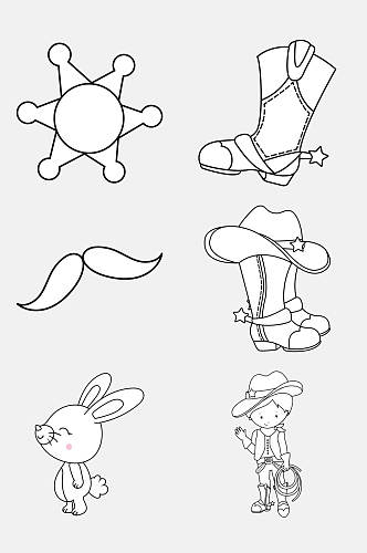 兔子卡通形象简笔画免抠素材
