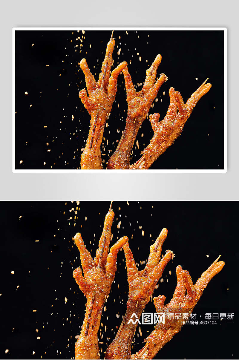 美味烤鸡爪烤串图片素材