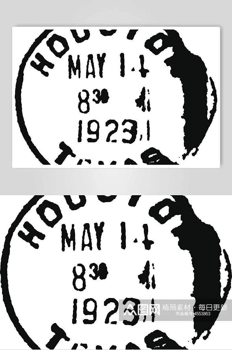 大气数字复古邮票矢量素材素材