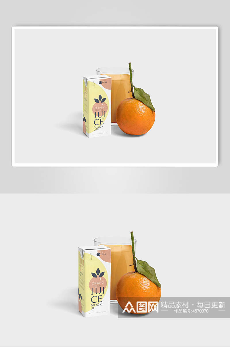 橙子英文字母叶子饮料包装样机素材